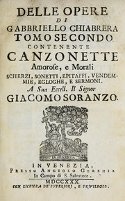 Cover of: Delle opere di Gabbriello Chiabrera