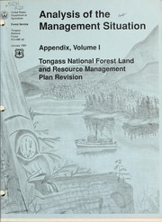 Cover of: Analysis of the management situation: Tongass National Forest Land and resource management plan revision : appendix