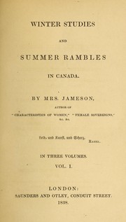 Cover of: Winter studies and summer rambles in Canada. by Mrs. Anna Jameson