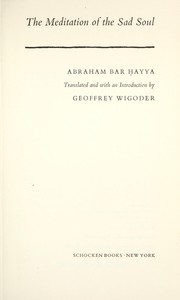 Cover of: The meditation of the sad soul by Abraham bar Hiyya Savasorda