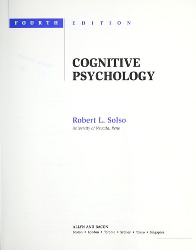 Cognitive psychology by Robert L. Solso