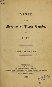 A visit to the province of Upper Canada in 1819 by Strachan, James.