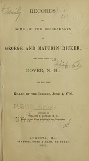 Cover of: Records of some of the descendants of George and Maturin Ricker | William Berry Lapham