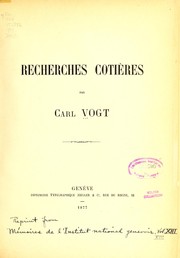 Cover of: Recherches cotières by Karl Christoph Vogt