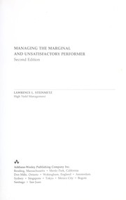 Managing the marginal and unsatisfactory performer by Lawrence L. Steinmetz