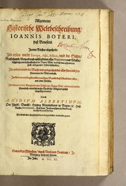 Cover of: Allgemeine historische Weltbeschreibung, Ioannis Boteri, dess Benesers by Botero, Giovanni