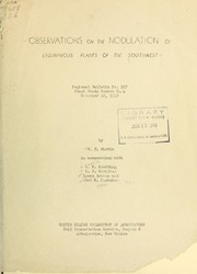 Cover of: Observations on the nodulation of leguminous plants of the southwest by W. P. Martin