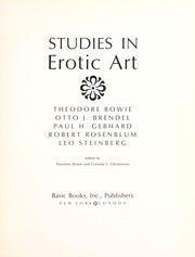 Cover of: Studies in erotic art by [by] Theodore Bowie [and others] Edited by Theodore Bowie and Cornelia V. Christenson.