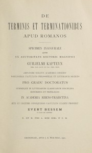 Cover of: De terminis et terminationibus apud Romanos