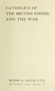 Cover of Catholics of the British Empire and the War by 