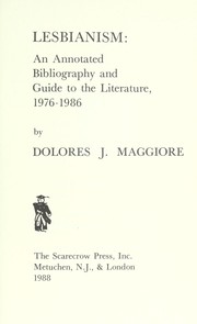 Cover of: Lesbianism: an annotated bibliography and guide to the literature, 1976-1986