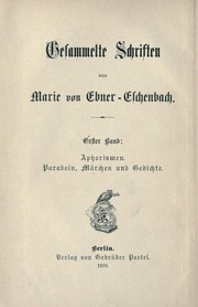 Cover of: Gesammelte Schriften/1 - Aphorismen. Parabeln, Märchen und Gedichte