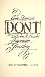Cover of: Eric Sloane's Don't; a little book of early American gentility