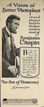 Cover of: A vision of better photoplays stood always before the keen creative mind of Benjamin Chapin: the Son of Democracy : a Paramount series