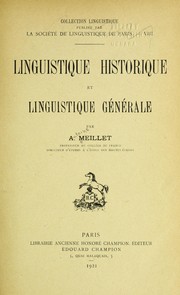Cover of: Linguistique historique et linguistique ge ne rale by Antoine Meillet