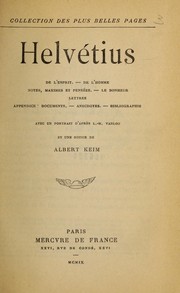 Cover of: De l'esprit, De l'homme by Helvétius