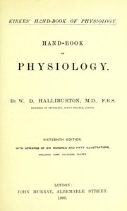 Cover of: Handbook of physiology | W. D. Halliburton