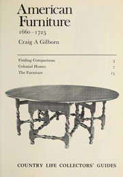 Cover of: American furniture, 1660-1725 | Craig A. Gilborn