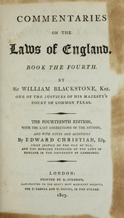 Cover of: Commentaries on the laws of England