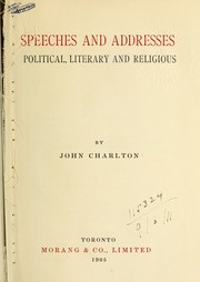 Cover of: Speeches and addresses, political, literary and religious
