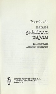 Cover of: Poesías de Manuel Gutiérrez Nájera by Manuel Gutiérrez Nájera