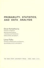 Cover of: Probability, Statistics, and data analysis by Oscar Kempthorne