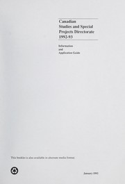 Cover of: Canadian studies and special projects directorate, 1992-93 | 