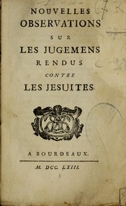 Cover of: Nouvelles observations sur les jugemens rendus contre les J©♭suites