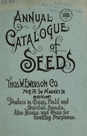 Cover of: Annual catalogue of seeds: 1902