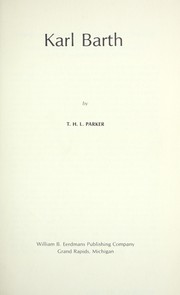 Cover of: Karl Barth by Parker, T. H. L.