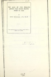 Cover of: The Jews of New England by Leon Hu hner, Leon Hu hner