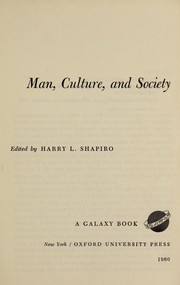 Cover of: Man, culture, and society by edited by Harry L. Shapiro.