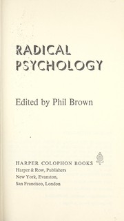 Cover of: Radical psychology.