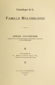 Cover of: Généalogie de la famille Malchelosse