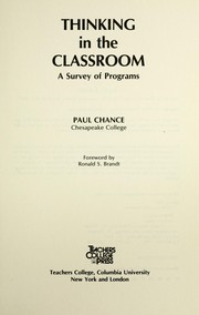 Cover of: Thinking in the classroom | Paul Chance
