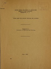 Cover of: Score cards for judging textiles and clothing | United States. Bureau of Home Economics