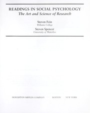 Cover of: Readings in social psychology: the art and science of research