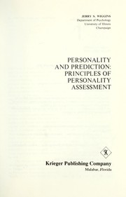 Cover of: Personality and prediction: principles of personality assessment