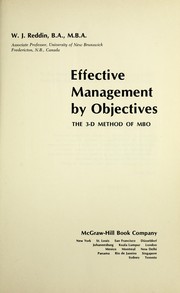 Cover of: Effective management by objectives: the 3-D method of MBO