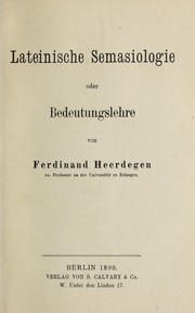 Cover of: Lateinische Semasiologie: oder Bedeutungslehre