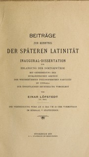 Cover of: Beiträge zur Kenntnis der späteren Latinität