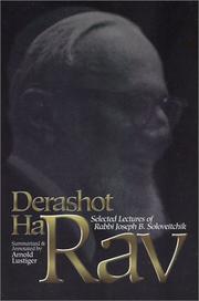 Cover of: Derashot Harav: Selected Lectures of Rabbi Joseph B. Soloveitchik