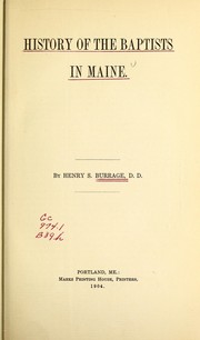 Cover of: History of the Baptists in Maine.