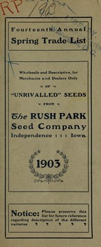 Cover of: Fourteenth annual spring trade list by Rush Park Seed Co