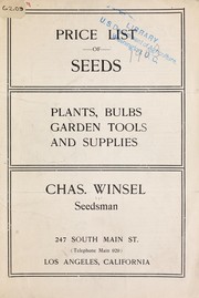 Cover of: Price list of seeds by Chas. Winsel (Firm)