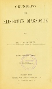 Cover of: Grundriss der klinischen diagnostik