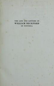 Cover of: The life and letters of William Beckford of Fonthill