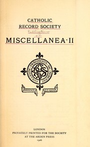 Cover of: Miscellanea