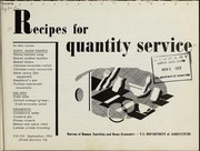 Cover of: Recipes for quantity service by United States. Bureau of Human Nutrition and Home Economics