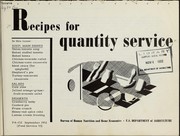 Cover of: Recipes for quantity service